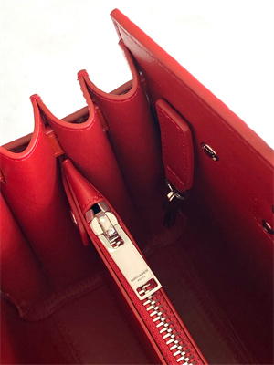 Y.S.L SAC DE JOUR BABY In Red Corcodile Embossed Leather Silver Tone Metal