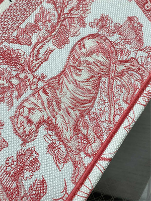 CD Large Book Tote Black Toile de Jouy Embroidery Pink