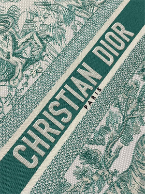 CD Large Book Tote Black Toile de Jouy Embroidery Green