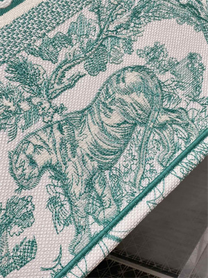 CD Large Book Tote Black Toile de Jouy Embroidery Green