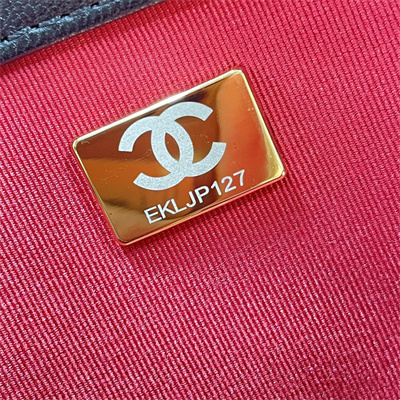 Cha.nel 19 Shopping Bag Lambskin Gold Tone Metal Black AS3660