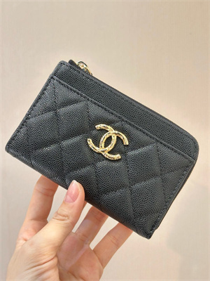Chanel Zippy Wallet Black Grained Calfskin Gold Tone Metal 3976
