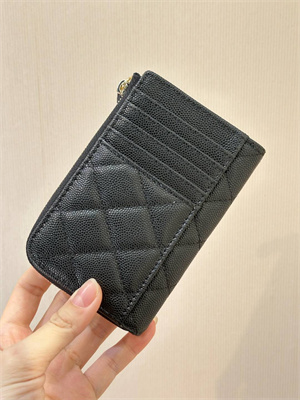 Chanel Zippy Wallet Black Grained Calfskin Gold Tone Metal 3976