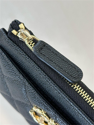 Chanel Zippy Wallet Black Grained Calfskin Gold Tone Metal 3976