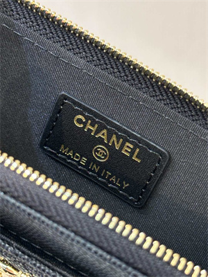 Chanel Zippy Wallet Black Grained Calfskin Gold Tone Metal 3976