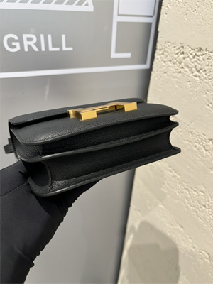 Constance Bag Epsom Leather 18CM Gold/Silver Tone Metal In Black Color HS  (With mirror)