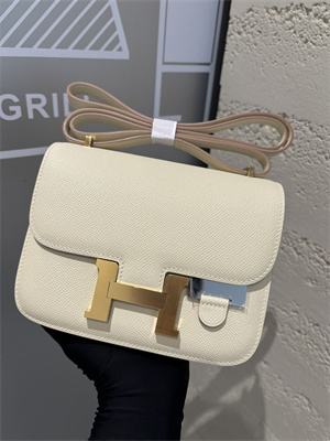 Constance Bag Epsom Leather 18CM Gold/Silver Tone Metal In Craie Color HS  (With mirror)