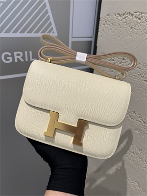 Constance Bag Epsom Leather 18CM Gold/Silver Tone Metal In Craie Color HS  (With mirror)