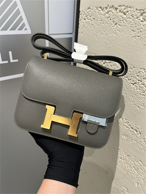 Constance Bag Epsom Leather 18CM Gold/Silver Tone Metal In Etain Color HS  (With mirror)