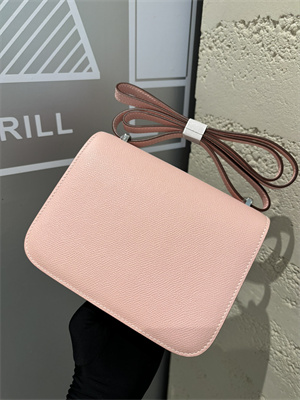 Constance Bag Epsom Leather 18CM Gold/Silver Tone Metal In Rose Sakura Color HS  (With mirror)