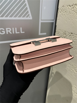 Constance Bag Epsom Leather 18CM Gold/Silver Tone Metal In Rose Sakura Color HS  (With mirror)