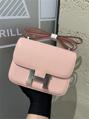 Constance Bag Epsom Leather 18CM Gold/Silver Tone Metal In Rose Sakura Color HS  (With mirror)