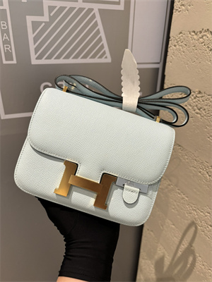 Constance Bag Epsom Leather 18CM Gold/Silver Tone Metal In Blue Pale Color HS  (With mirror)