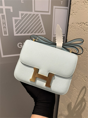Constance Bag Epsom Leather 18CM Gold/Silver Tone Metal In Blue Pale Color HS  (With mirror)