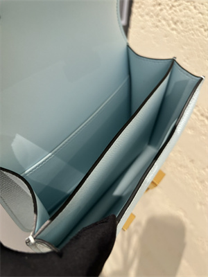 Constance Bag Epsom Leather 18CM Gold/Silver Tone Metal In Blue Pale Color HS  (With mirror)