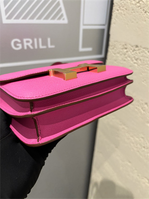 Constance Bag Epsom Leather 18CM Gold/Silver Tone Metal In Fuschia Color HS (With mirror)