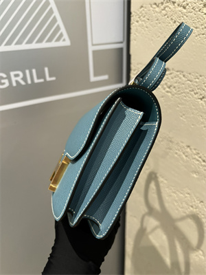Constance Bag Epsom Leather 18CM Gold/Silver Tone Metal In Blue Jean Color HS(With mirror)