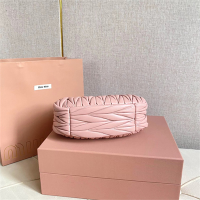 MiuMiu Wander matelassé nappa leather Small hobo bag Powder Pink Color