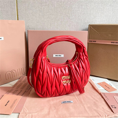 MiuMiu Wander matelassé nappa leather Small hobo bag Red Color