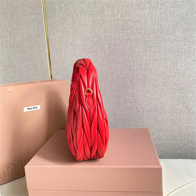 MiuMiu Wander matelassé nappa leather Small hobo bag Red Color