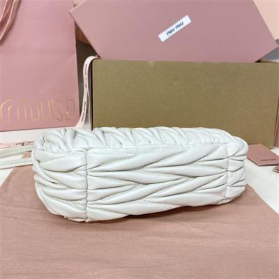 MiuMiu Wander matelassé nappa leather Small hobo bag White Color