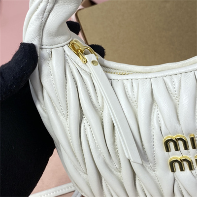 MiuMiu Wander matelassé nappa leather Small hobo bag White Color