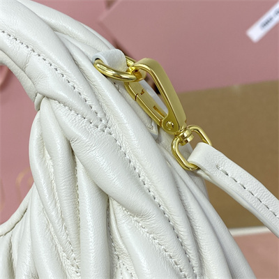 MiuMiu Wander matelassé nappa leather Small hobo bag White Color