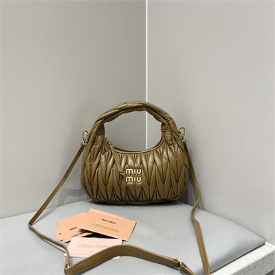 MiuMiu Wander matelassé nappa leather Small hobo bag Caramel Color