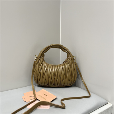 MiuMiu Wander matelassé nappa leather Small hobo bag Caramel Color