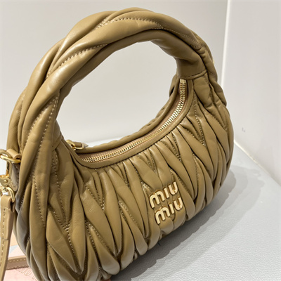 MiuMiu Wander matelassé nappa leather Small hobo bag Caramel Color