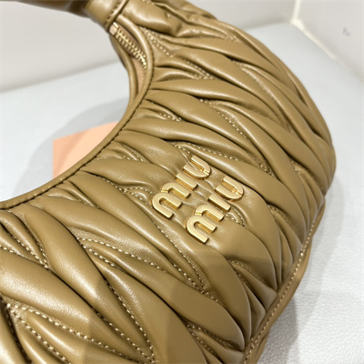 MiuMiu Wander matelassé nappa leather Small hobo bag Caramel Color