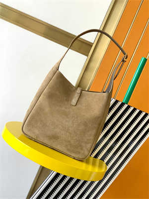 Y.S.L LE 5 A 7 Supple SMALL HOBO BAG In Barley Green Suede Leather