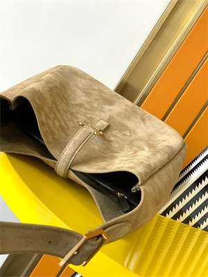 Y.S.L LE 5 A 7 Supple SMALL HOBO BAG In Barley Green Suede Leather