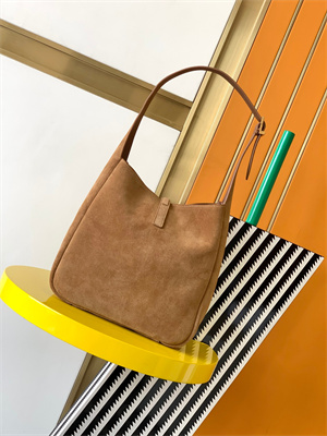 Y.S.L LE 5 A 7 Supple SMALL HOBO BAG In Brown Suede Leather