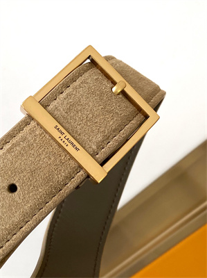 Y.S.L LE 5 A 7 Supple Large HOBO BAG In Barely Green Suede Leather