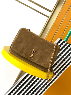 Y.S.L JAMIE 4.3 SMALL BAG IN SUEDE Dk Brown Color Gold Tone Metal