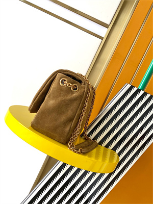 Y.S.L JAMIE 4.3 SMALL BAG IN SUEDE Dk Brown Color Gold Tone Metal