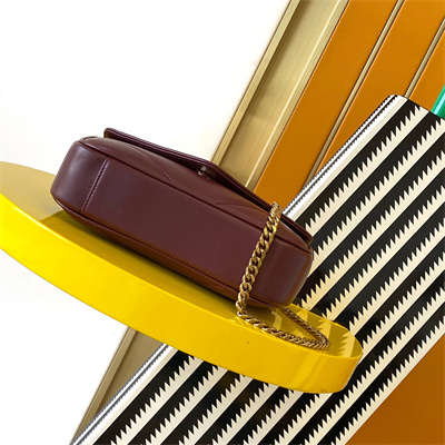 Y.S.L LOULOU Mini in MATELASSÉ lambskin Gold Tone Metal Burgundy