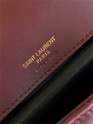 Y.S.L LOULOU Mini in MATELASSÉ lambskin Gold Tone Metal Burgundy