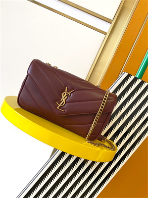 Y.S.L LOULOU Small in MATELASSÉ lambskin Gold Tone Metal Burgundy