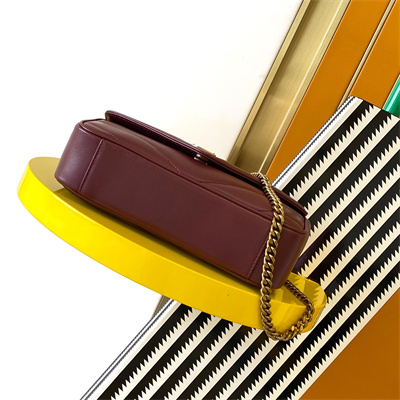 Y.S.L LOULOU Small in MATELASSÉ lambskin Gold Tone Metal Burgundy