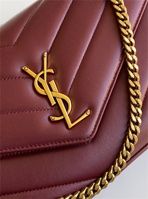 Y.S.L LOULOU Medium in MATELASSÉ lambskin Gold Tone Metal Burgundy