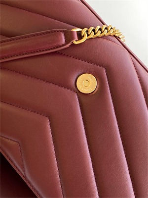 Y.S.L LOULOU Medium in MATELASSÉ lambskin Gold Tone Metal Burgundy