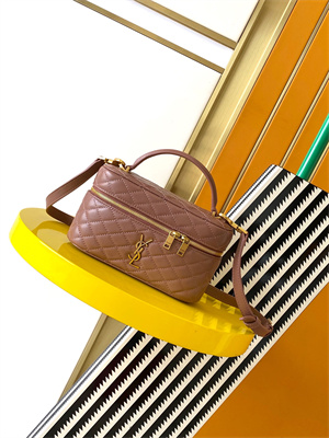 Y.S.L Vanity Case In Quilted Lambskin Dk Pink