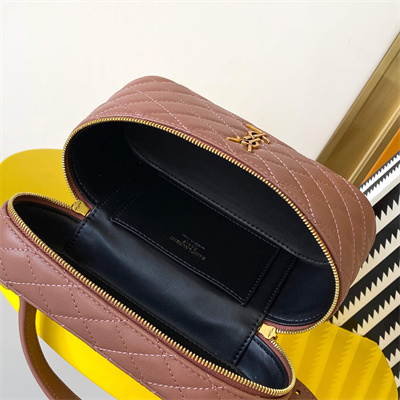 Y.S.L Vanity Case In Quilted Lambskin Dk Pink