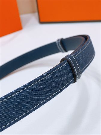 Hermes Kelly Jean Belt 18MM Epsom Leather Silver Tone Hardware Blue