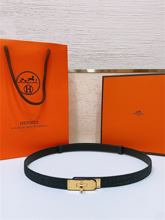 Hermes Kelly Jean Belt 18MM Epsom Leather Gold Tone Hardware Black