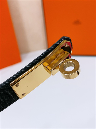 Hermes Kelly Jean Belt 18MM Epsom Leather Gold Tone Hardware Black