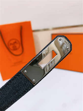Hermes Kelly Jean Belt 18MM Epsom Leather Silver Tone Hardware Black