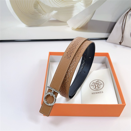 Hermes Reversible Belt 25MM Epsom Leather Silver Tone Hardware Brown/Black